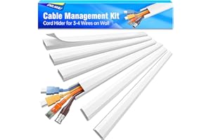 DELAMU Cable Trunking White, Cable Wall Cover, Paintable Cord Hider to Hide Wires for TV and Computers in Home Office 6X L400mm, W30mm H17mm