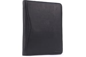 Ashwood - Men's Leather A4 Zip Conference Folder - Presentation Portfolio Folder - Document Holder with Pen & Business Card Pockets - Black