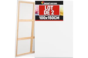 Zenacolor Toile Peinture 150x100 Set de 2 Canvas - Chassis Toile Grand Format 150x100 sans Acide - Tout Type de Peinture sur Toiles
