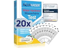 Aquakaiser Bandelettes de Test de dureté de l'eau °fH - 20 pièces - Eau Potable, étang, Piscine, Aquarium - emballé Individuellement - dureté Totale