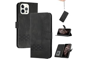 momoka Store Handyhülle für iPhone 12/12Pro(6.1),TPU Klapphülle Schutzhülle für,Lederhülle mit Standfunktion und Kartenfach-Schwarz