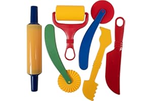 READY 2 LEARN Knetwerkzeuge - 6er-Set - Kunst und Handwerk für Kinder - Werkzeuge zum Rollen, Schneiden, Formen und Glätten - Hilfsmittel für Töpfern und Kneten
