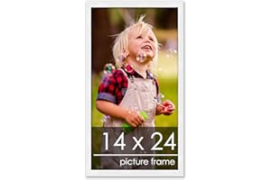 POSTER PALOOZA 14x24 Contemporary White Wood Picture Frame - UV Acrylic, Foam Board Backing, & Hanging Hardware Included!