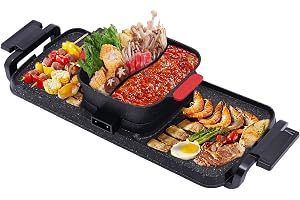 2 i 1 elektrisk grill, 1 100 W + 2 200 W multifunktionell BBQ hot pot