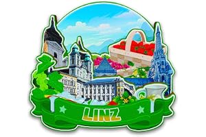 Orlybar Linz Österrike kylskåpsmagnet trä 3D landmärken resa samlarobjekt souvenirer dekoration handgjord kylskåpsmagnet -602