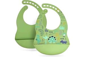 LAUTOKI - Babero silicona bebe - Pack 2 Babero silicona - Baberos bebe impermeables - Baberos bebe - Babete impermeável bebe - Baberos impermeables bebe - Babero impermeable - Babero BLW - Babero bebe