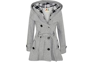 A2Z 4 Kids Kids Girls Parka Jacket Hooded Trench Coat Fashion Wool Blends Warm Padded Black Jacket Oversized Lapels Belted Cuffs Long Overcoat New Age 5 6 7 8 9 10 11 12 13 Years