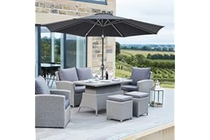 Green Bay 2.7M Round Garden Parasol Umbrella Outdoor Sun Shade for Patio/Beach/Pool Umbrellas with Winding Crank and 38mm Tilt Pole - Black