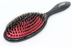 AURORE BEAUTÉ BROSSE OVALE NOIRE A SOUFFLET ROUGE SANGLIER ET PLASTIQUE