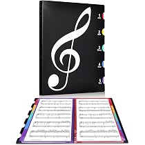 Classeur Partitions A4 - 6 Pochettes - Organisation Chorale, Musique, Photos - PVC Durable - 12