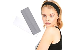 POSH CHOICE :3 x 7cm Headbands For Any Occasion | Luxurious Black, Graceful Grey and Pure White Headbands | Black Headbands | Headbands for Women | Makeup Headbands
