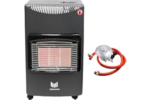 ONLYFLY OptiProducts 4.2kw Calor Gas Heater Free Standing Butane Gas Heater Portable Heater with wheels comes + Hose and Regulator, Dark Grey (LQ-H002)