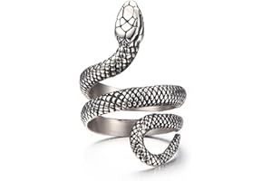 GTHIC Snake Rings for Men Women Gothic Vintage Coiled Snake Cobra Ring Punk Style Animal Serpent Ring Jewelry Gift Silver Black Size 5-15
