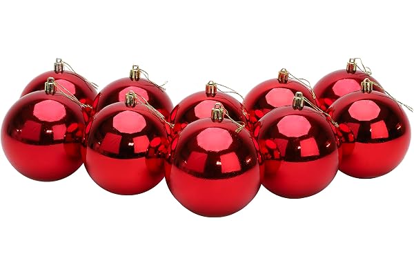 Toyland® 10 extra stora 100 mm färgade julgranskulor – julgransdekorationer