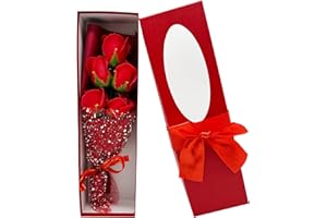 SECALIFE 5 Pieces Artificial Rose Flowers Foam Roses with Stems Rose Bouquets in Box, Roses Artificial Flowers, Valentines Day Gifts for Wife, Girlfriends (Red)