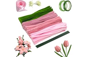 WOUMON 300 Pezzi Scovolini Ciniglia Colorati Set, Bastoncini Decorativi in Ciniglia per Tulipani, Pipe Cleaner per Fai da Te Decorativi Artigianato