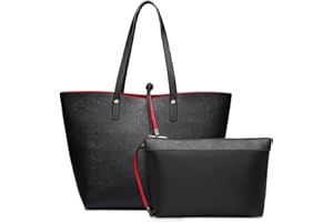 Miss Lulu Women Reversible Tote Bag Faux Leather Shoulder Handbag Large Shopper Set Two In One