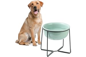 AHX Podwyższone duże miski na karmę dla psów, podniesiona miska dla psów z antypoślizgowym stojakiem, ciężka, ważona, ceramiczna miska do karmienia psów, bardzo szeroka, głęboka miska na wodę dla psów,