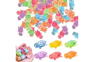 RXKFIGX 60 Pcs Mini Resin Turtles,Mini Luminous Turtles Resin,2.3cm DIY Turtle Small Figures, Resins Figure Turtles, Figure Glow in the Turtle for Garden Fish Tank Aquarium Dollhouse Decor
