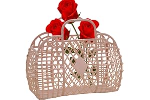 yybng Jelly Bags - Borsa da spiaggia in plastica gelatina, con manico, per vacanze, picnic, viaggi, Colore: rosa., vedi descrizione