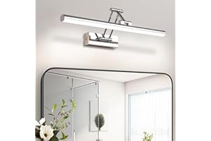 YHTlaeh Lampada LED per specchio, 10 W, 720 lumen, bianco neutro 4000K, lampada da bagno IP44, senza sfarfallio, 230 V (cromato, 40 cm)