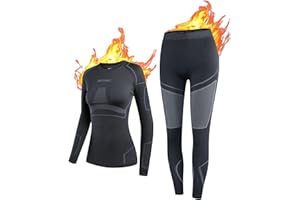 NOOYME Intimo Termico Donna Traspirante Set Pantaloni e Maglia Termica Donna Biancheria Intima Termica per Sci Elastica e Asciugatura Rapida