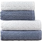M&uuml;rd&uuml;m Home Sarmaşık &Ccedil;ift Renk Banyo Havlusu, 4'l&uuml; Paket 2 Par&ccedil;a (70x140),2 Par&ccedil;a (50x90) Yumuşak ve Emici, Kaliteli G&uuml;nl&uuml;k K