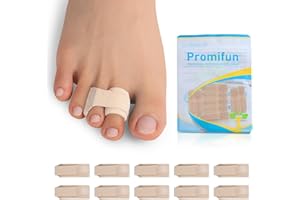Promifun Stecca correttore per dita dei piedi a martello - 10 fasce per dita rotte, tutore ortopedico separatore, piastre per dita dei piedi storte, allineamento dell'alluce valgo (marrone S)
