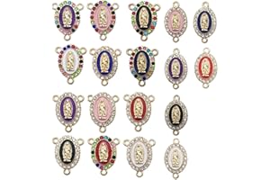 Sewroro 18 Pièces Vierge Marie Bijoux Breloques Bejeweled Émail Alliage Connecteurs Religieux Pendentif Breloques Perles pour Bricolage Artisanat Bracelet Collier Fabrication