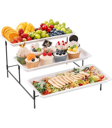 Lifewit Plastic Dienblad, Serveerschalen voor Feesten, BPA-vrij Herbruikbaar Dienblad voor Snacks, Eten, Koekjes, Set van 6, 14,45 X 9,45 Inch