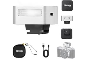 ZENIKO ZF08 Mini Kamera Flash Blitzgerät Speedlite Aufsteckblitz GN16,5 Leistungsstufen,CCT 6500k ±200k mit Universal-Hot-Shoe-Mount für Sony/Canon/Nikon/Panasonic/Olympus(Silber,ZF08)