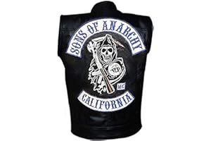 e_Genius Charlie Hunnam Son of Anarchy Jax Teller Motorcycle Sleeveless Style Leather Vest For Men|Biker Vest|Motorcycle Club Vest| Motorbike Leather Waistcoat