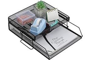 PLSOPPKG Bandeja Portadocumentos, Bandeja de Papel de 1 clasificadores apilables, 1 Bandeja Superior, Malla de Alambre Organizador de Escritorio Oficina, Escuela, Estudio