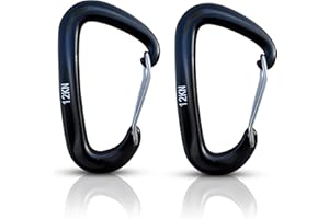 HOLESTO Mosquetón grande de 12 KN, para hamaca, mosquetón, para exteriores, juego de mosquetones