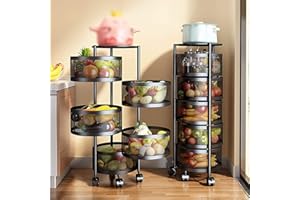 Rehmat Collection Kitchen Storage Trolley Rack Cart with Drawers | Versatile Organization Solution (30cm x 71cm - 5 Tier, Round)