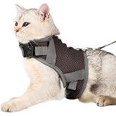 Kedi Tasması G&ouml;ğ&uuml;s Boyun Tasma Seti Sevk Kayışlı Terletmeyen Nefes Alan Reflekt&ouml;rl&uuml; Tasma (S, GRİ)