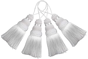 BEL AVENIR 4 Pack Elegant Polyester Tassel Colorful Craft Tassels for Key Chain Straps DIY Accessories (White)