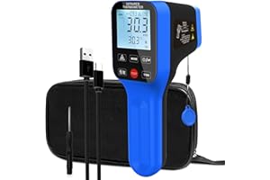 AIOMEST -50℃~1600℃ Termometro a Infrarossi Termometro D:S=30:1 Doppio Misuratore di Temperatura IR Industriale a Laser, Termómetro Ricaricabile AI-1600 (NON per la temperatura umana)