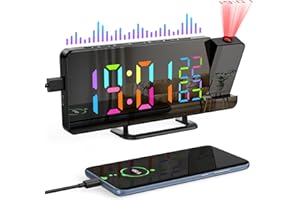 AIMMIE - Sveglia digitale con proiezione e indicatore di temperatura a LED, snooze, display 7,2