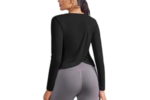 PINSPARK Damen Sportshirt Langarm Fitness Top UPF 50+ UV Shirt Funktionsshirt Workout Yoga Laufshirt Rundhals Sport Oberteile Atmungsaktiv Trainingsshirt für Running