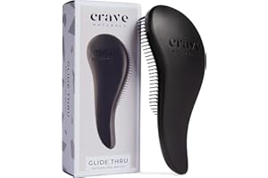 Crave Naturals Glide Detangler Hair Brush - Perfect Tangle Teezer for Curly Hair, Straight Hair, Wet or Dry, and a Great Stocking Filler - Detangle Hair Brush for Women, Men, and Kids - Black
