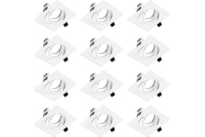 SEBSON 12x Foco empotrable Techo cuadrado incl. GU10 casquillo (LED/Halógeno) - Orificio de montaje ø82mm, 95x95x32mm, orientable, aluminio blanco