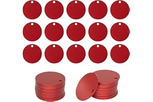 STAYMAX Runde Aluminium-Gravurrohlinge Tags Stanzrohlinge 25 Stück Durchmesser 4 cm (rot)
