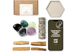 BESOULS Edizione Premium: Rituale di Protezione – 4 Palo Santo Purificazione Negatività, 1 Smudge Salvia Bianca Sciamanica, 5 Pietre Protettive, Bruciatore Artigianale QR Guida Digitale (Protezione)