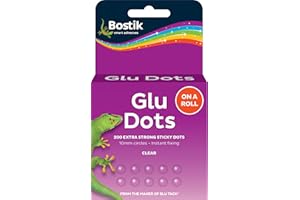 Bostik Glu Dots on a Roll Clear - x 200 Glue Dots - Extra Strong - Double-Sided - For Instant Fixing & Crafts - Easy to Use - No Mess