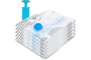 aonova Vacuum Storage Bags, 5-Pack Vacuum Compression Zipper Storage Bags Reusable for Travel and Home with Airtight Valve and Hand Pump - Large 80x60cm