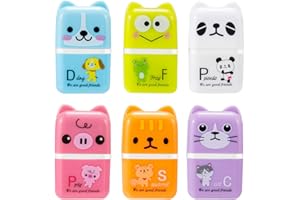 HAOSELL Lot de 6 gommes à crayons colorées - Gommes mignonnes en forme d'animal, de dessin animé - Cadeau pour enfants - Pour école, maison, fournitures de bureau, papeterie, croquis, peinture