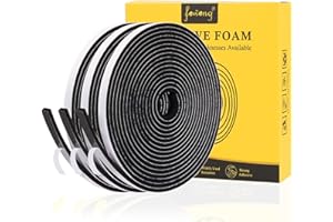 fowong Joint Isolation Fenêtre en Mousse Adhésif, Porte Entrée en Caoutchouc Antioxydant, 6mm X 3mm,15M total, Phonique Multiusage Coupe Vent, Évite Froissement d'Article et Meuble, Noir