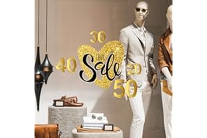 kina - CRSD0038 Vetrofania Riutilizzabile Attacca Stacca Effetto Cristallo Adesivo Ventosa per Vetri Finestre Vetrine Negozi Saldi Estivi Invernali Sconti Occasioni 1 pz 65x40 cm