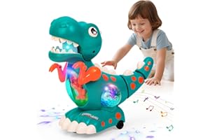 Highttoy Juguetes Niños 1 Año, Juguete Dinosaurio Gatear con Música y Luces, Juguetes Bebes 9 12 18 Meses, Dinosaurio Juguete Musical Sensorial Bebé, Regalos Niño 1 Año